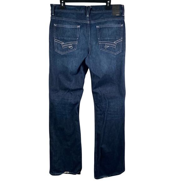 Helix Jeans Mens 34X32 (34x31) Slim Dark Denim Boot Embroidered Pockets Grunge - Picture 2 of 7